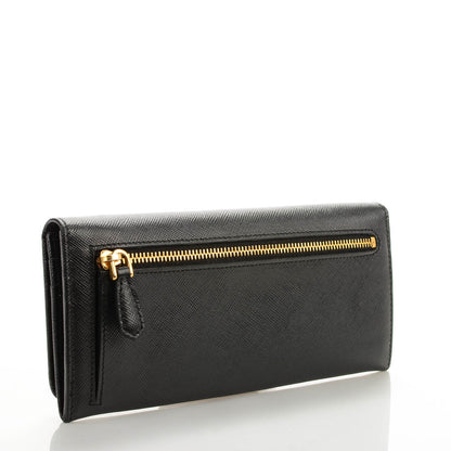 Prada Saffiano Metal Continental Flap Wallet Nero Black 3 of 8