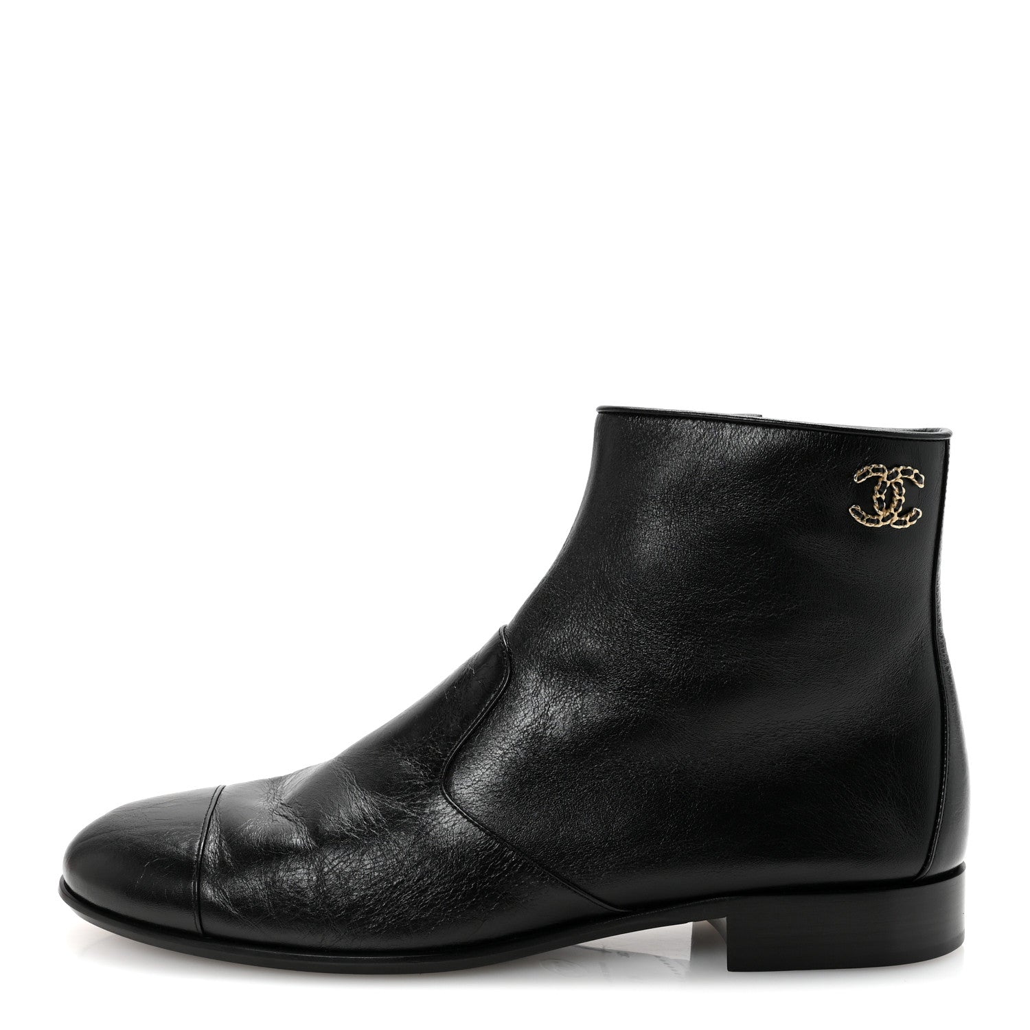 Chanel Aged Calfskin CC Ankle Boots 41 Black 1 of 9