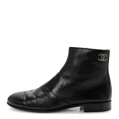 Chanel Aged Calfskin CC Ankle Boots 41 Black 1 of 9