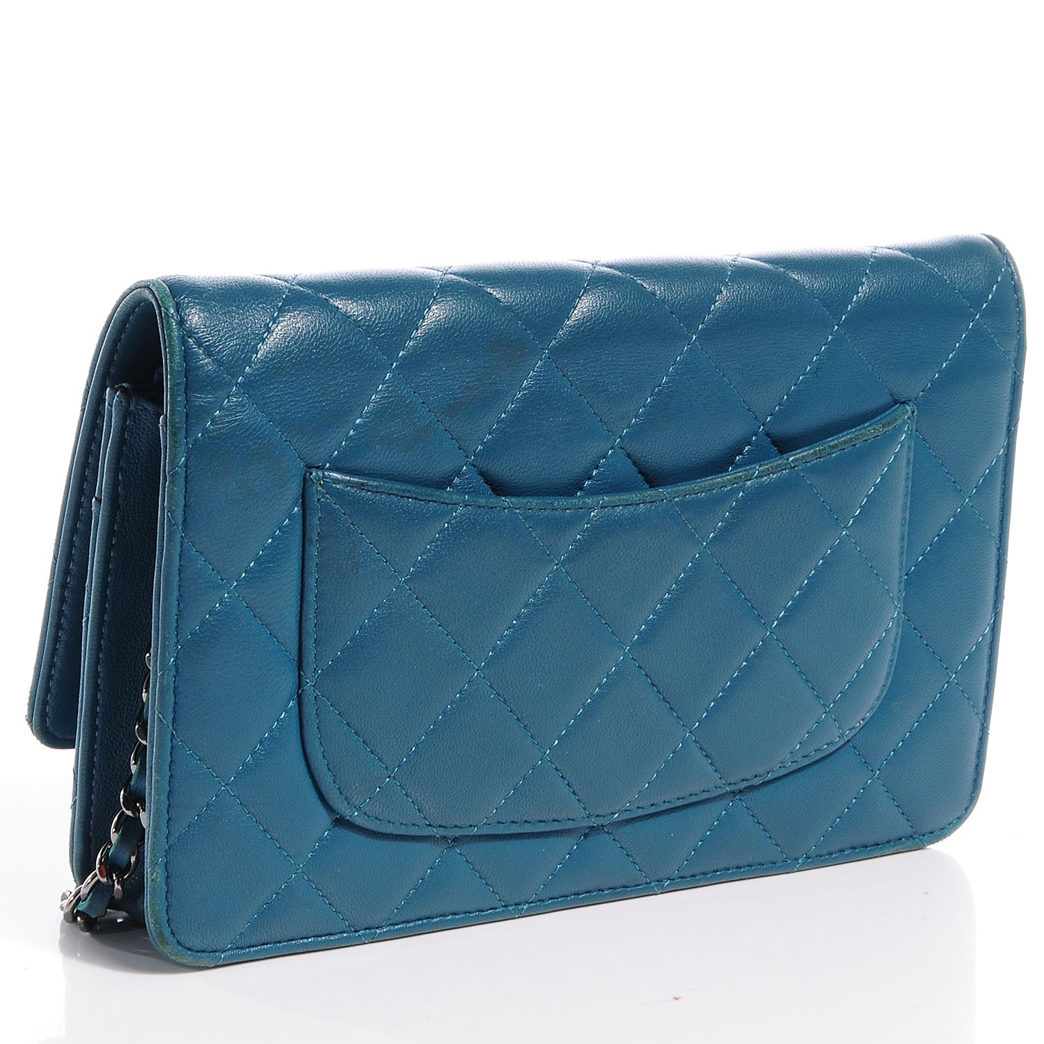 Chanel Lambskin Quilted Wallet On Chain WOC Turquoise 3 of 8