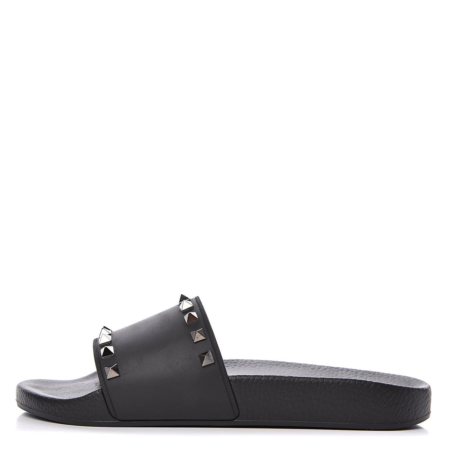 Valentino Garavani Rubber Rockstud Slide Sandals 39 Black 1 of 8