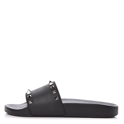 Valentino Garavani Rubber Rockstud Slide Sandals 39 Black 1 of 8