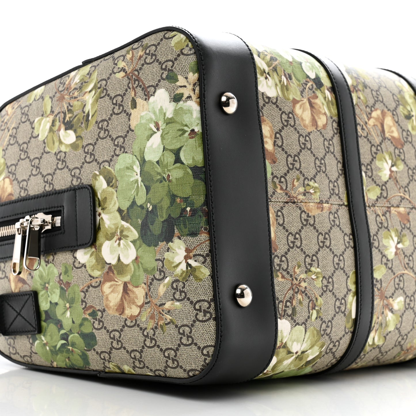 GG Supreme Monogram Blooms Medium Duffle Beige New Military Black