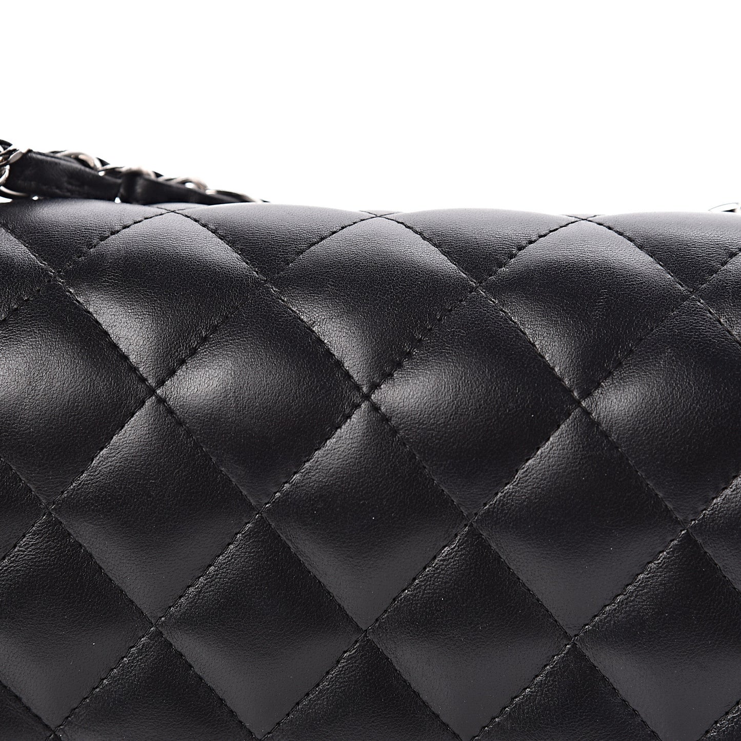 Lambskin Quilted Jumbo Double Flap Black
