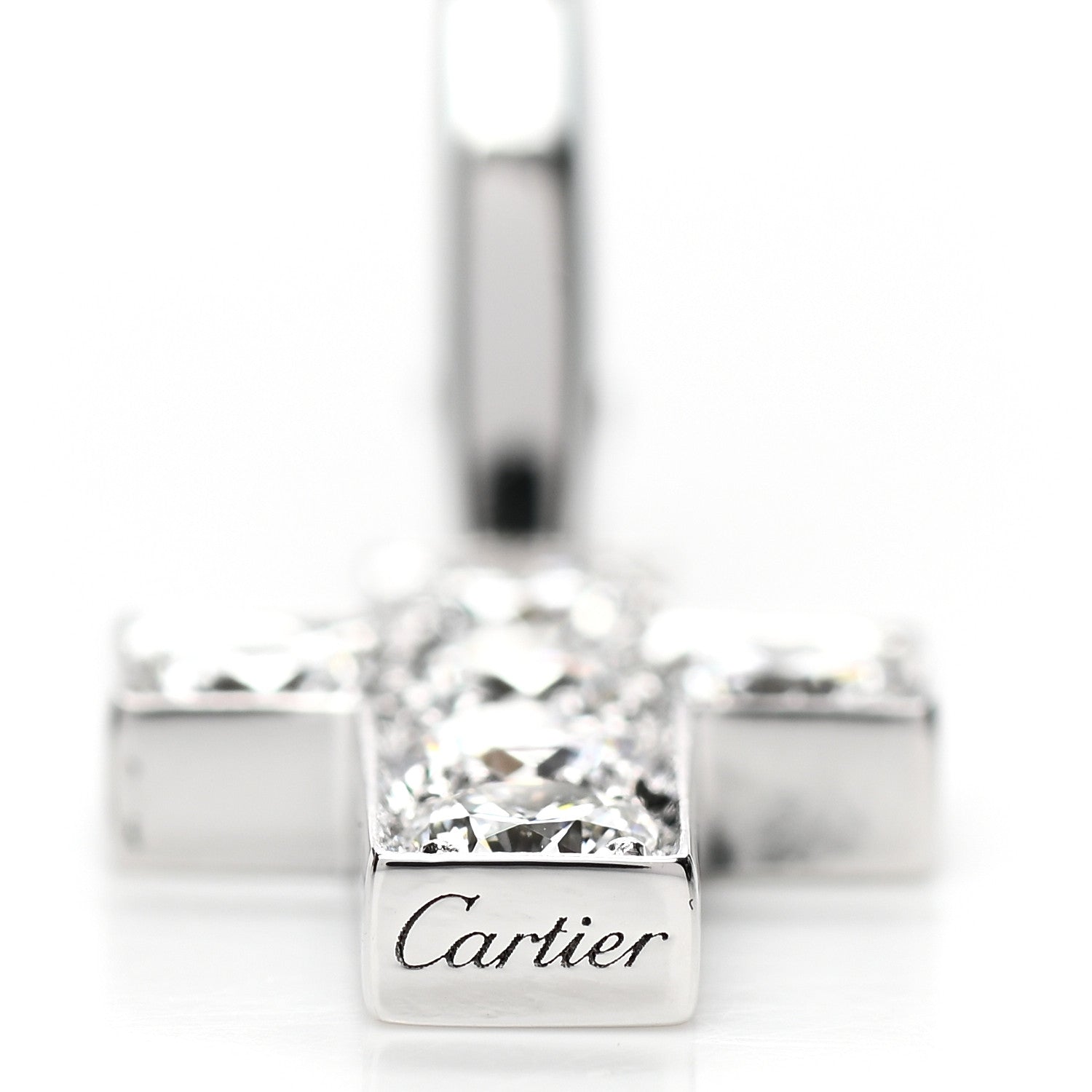 Cartier 18K White Gold Diamond .84ctw Cross Charm Pendant 4 of 8