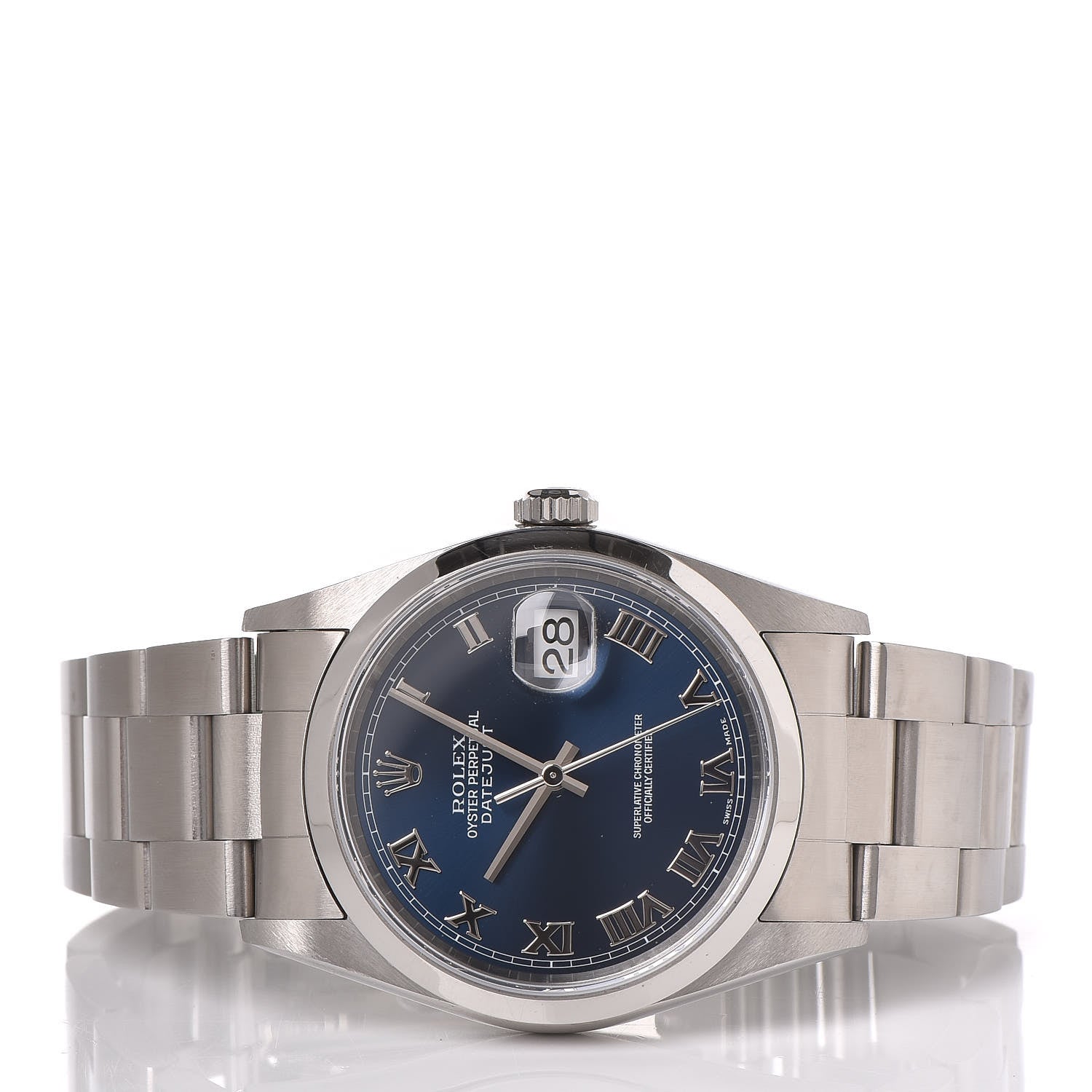 Rolex Stainless Steel 36mm Oyster Perpetual Datejust Watch Blue Roman 16200 3 of 6