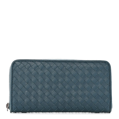 Bottega Veneta Nappa Intrecciato Zip Around Wallet Blue 1 of 21