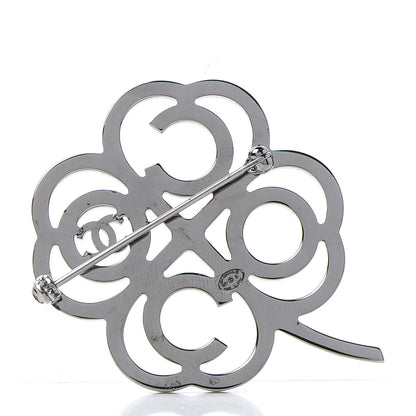 Chanel Metal Strass Clover CC Brooch Pink Ruthenium 3 of 5