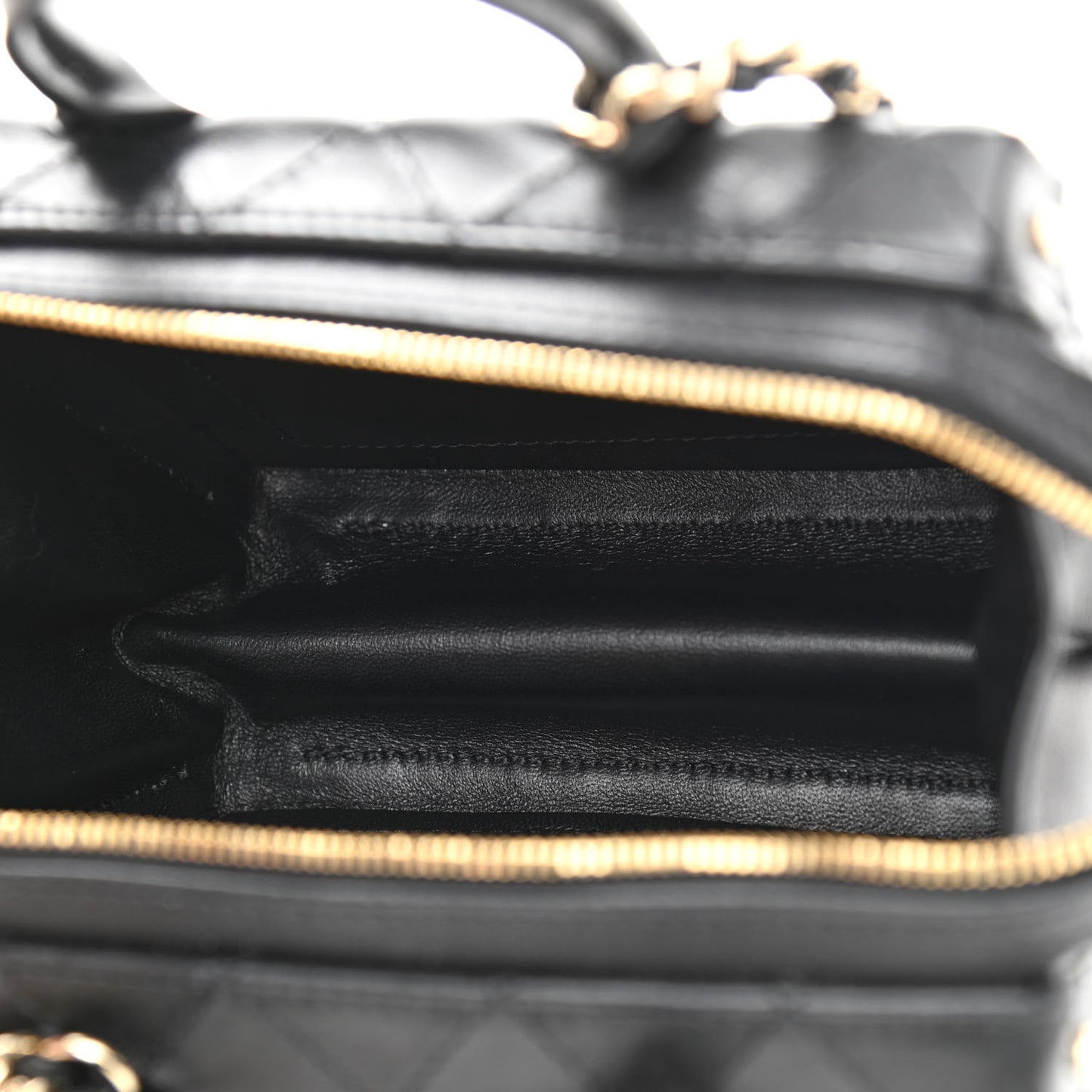 Calfskin Quilted Small Studded Square Vanity Case Black