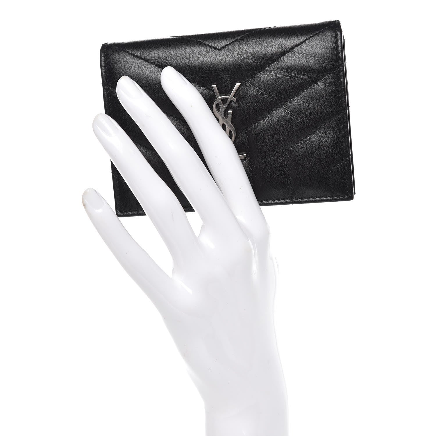 Saint Laurent Lambskin Y Quilted Monogram Loulou Flap Wallet Black 2 of 9