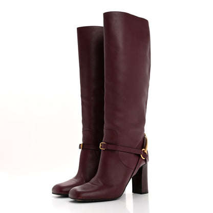 Gucci Calfskin Lifford Knee High Boots 40 Classic Burgundy 3 of 16