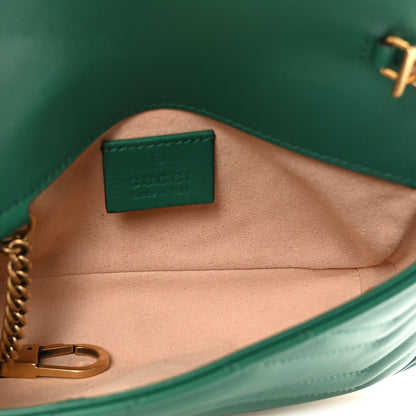 Gucci Calfskin Matelasse Super Mini GG Marmont Shoulder Bag Emerald Green 5 of 11
