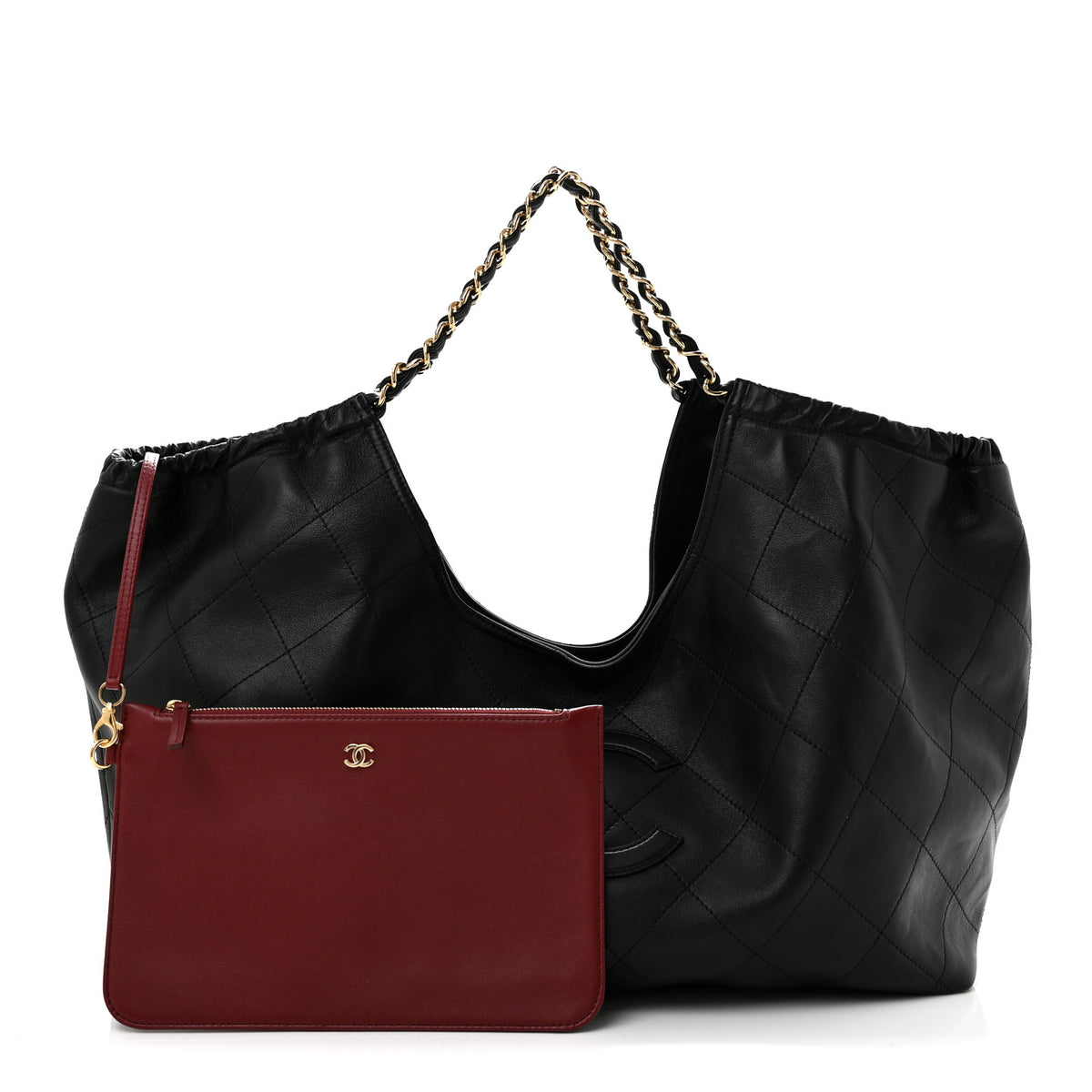 Lambskin Quilted Neo Cabas Shopping Tote Black