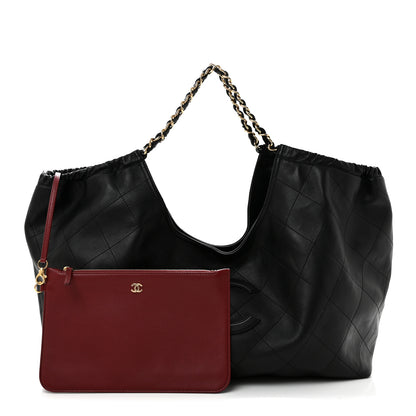 Chanel Lambskin Quilted Neo Cabas Shopping Tote Black 3 of 11