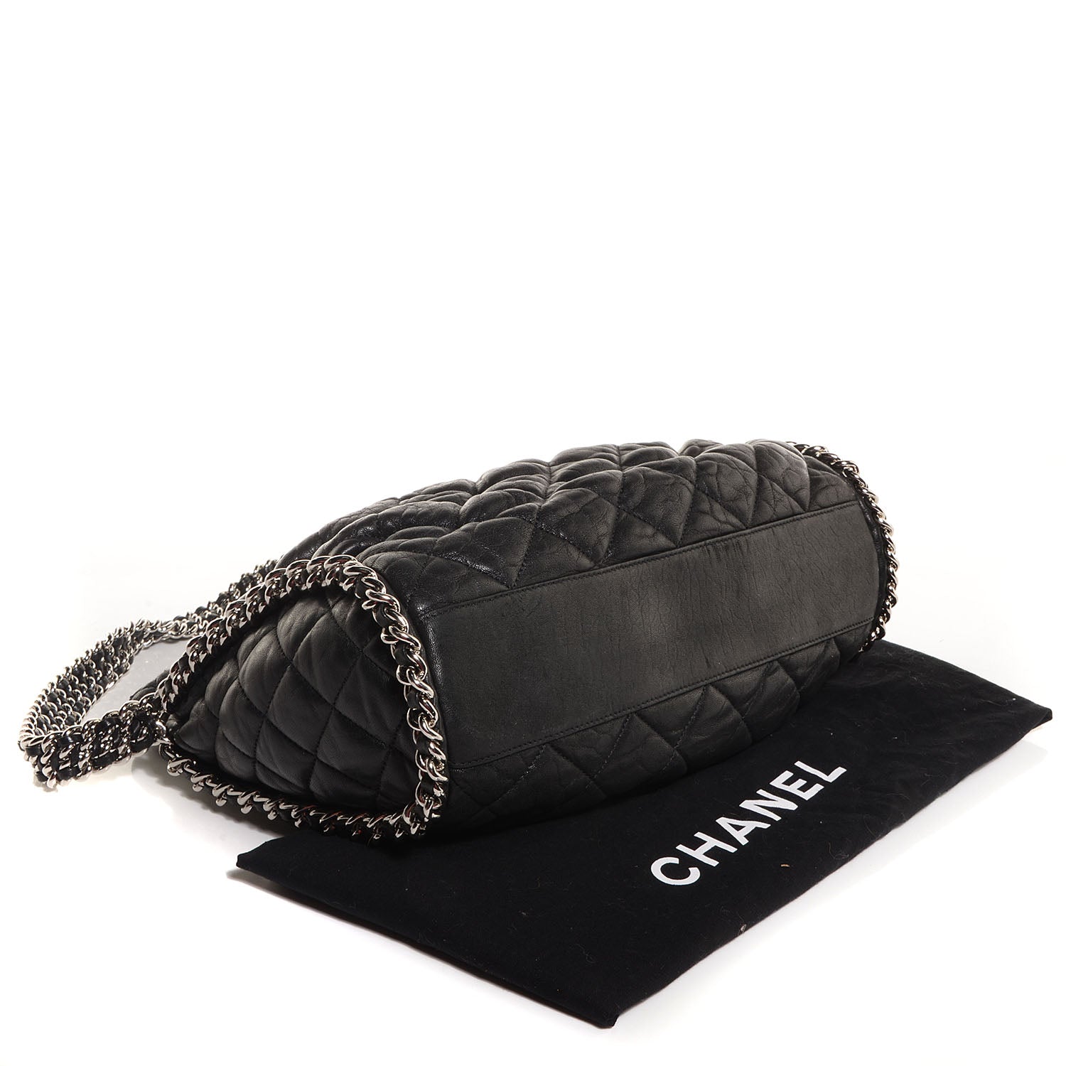 Chanel Crumpled Lambskin Chain Around Hobo Black 4 of 7