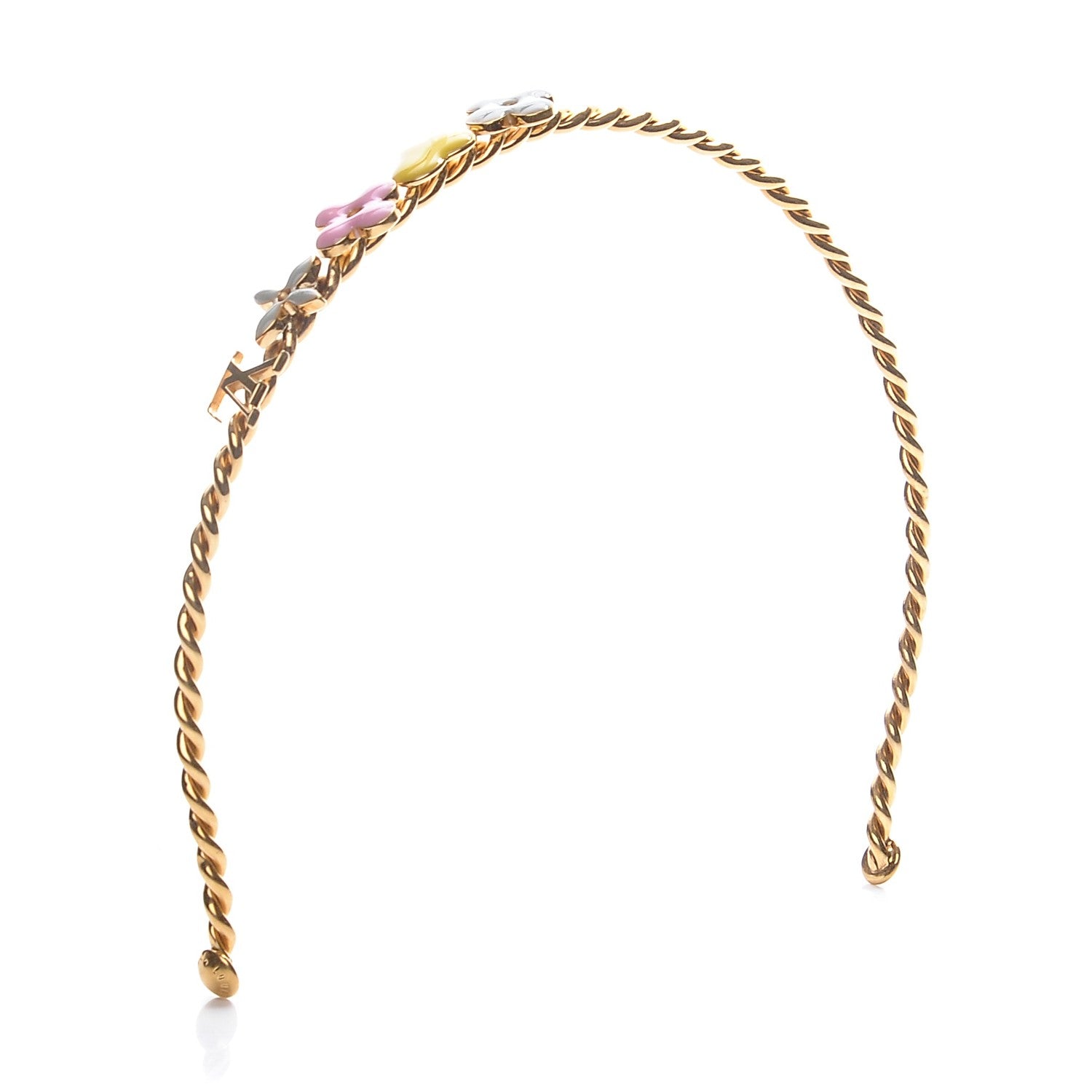 Louis Vuitton Brass Enamel Monogram Sweet Headband Gold 1 of 6