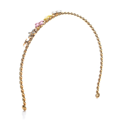Louis Vuitton Brass Enamel Monogram Sweet Headband Gold 1 of 6