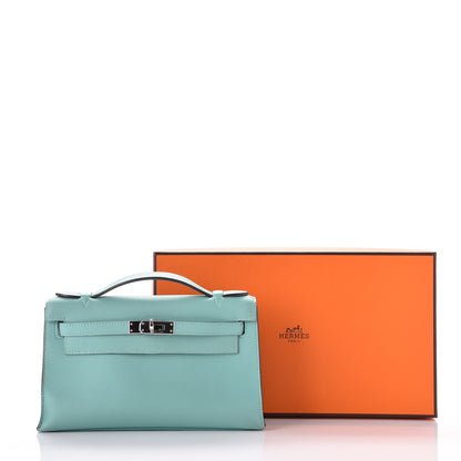 Hermes Swift Kelly Pochette Clutch Bleu Atoll 30 of 30