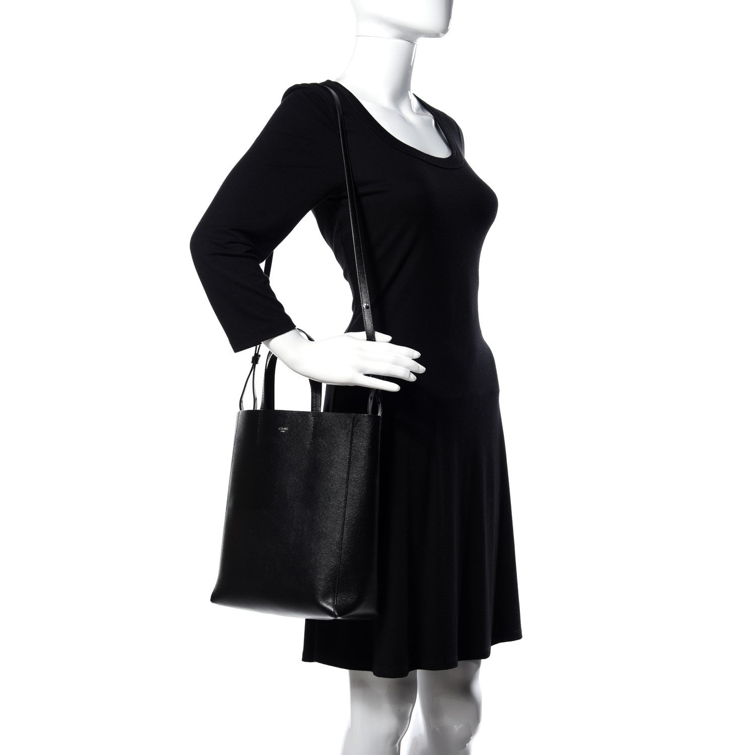 Celine Grained Calfskin Small Vertical Cabas Black 2 of 8