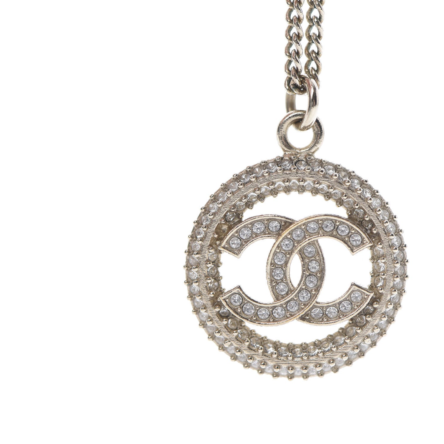 Crystal CC Medallion Pendant Necklace Gold