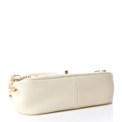 Chanel Caviar Quilted Grommet Embellished Piercing Chic Flap Bag Ivory 4 of 10