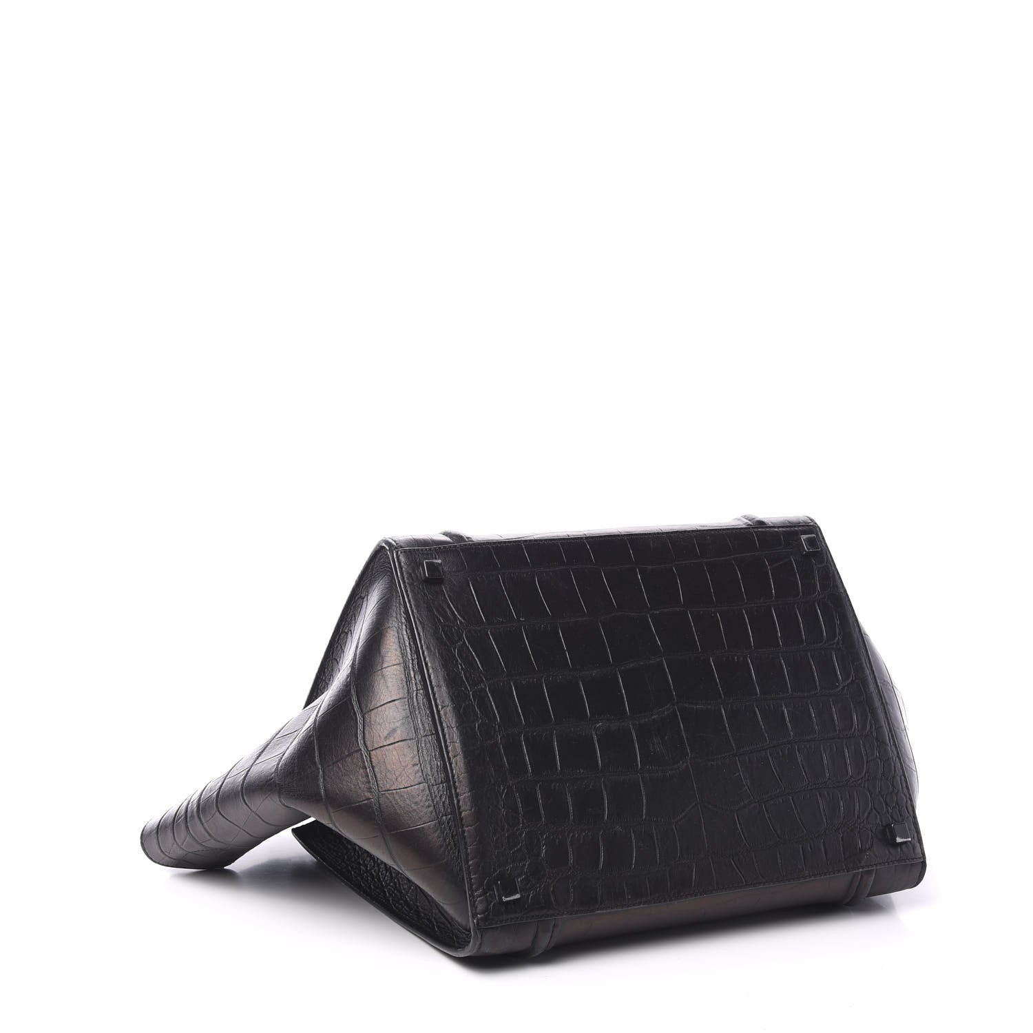 Celine Crocodile Embossed Calfskin Large Phantom Luggage Black 3 of 10