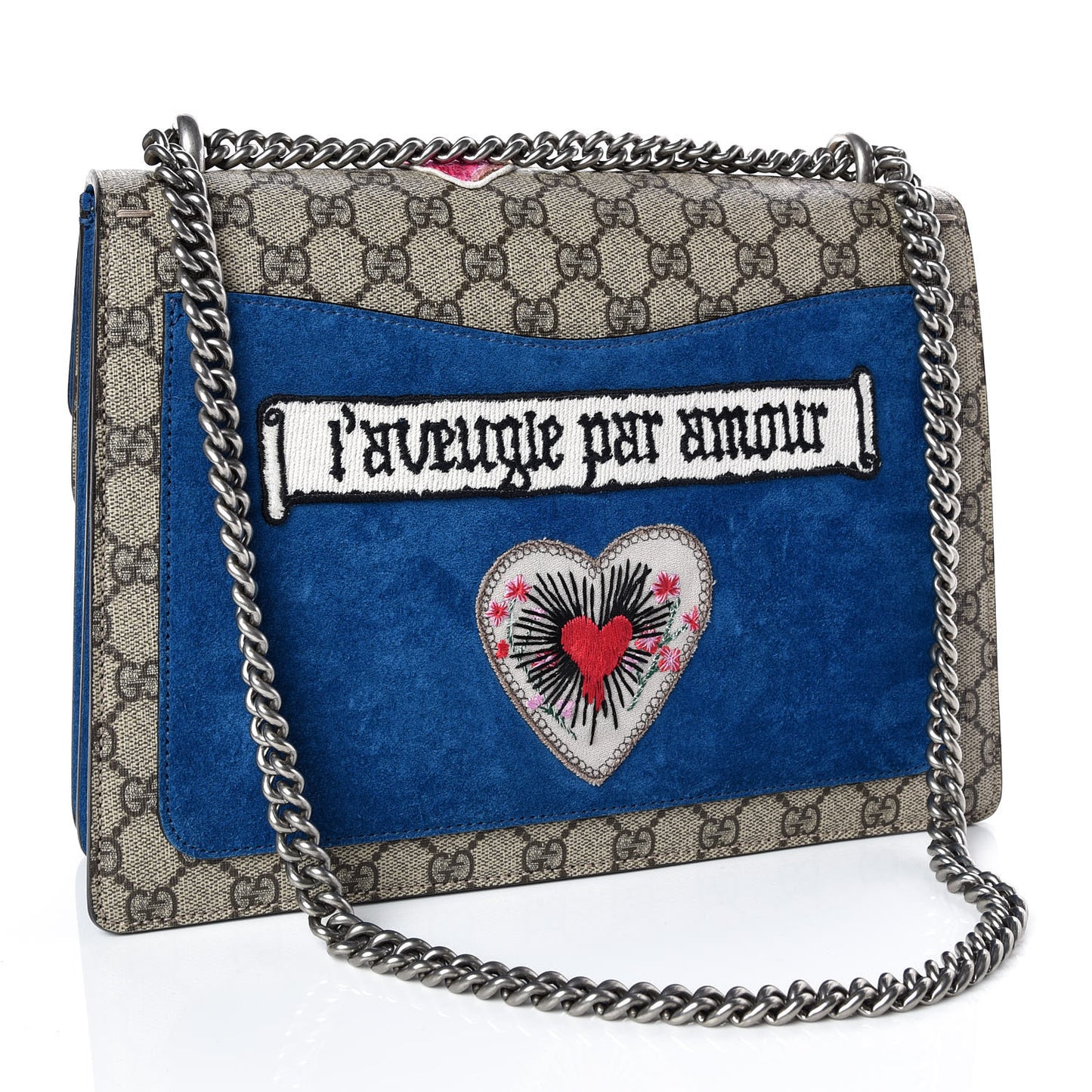 GG Supreme Monogram Embroidered Medium Dionysus Shoulder Bag Blue