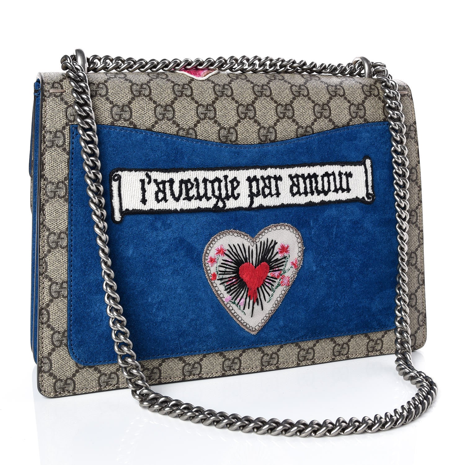Gucci GG Supreme Monogram Embroidered Medium Dionysus Shoulder Bag Blue 3 of 12