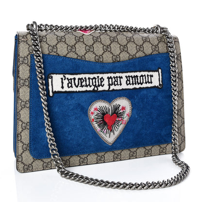 Gucci GG Supreme Monogram Embroidered Medium Dionysus Shoulder Bag Blue 3 of 12