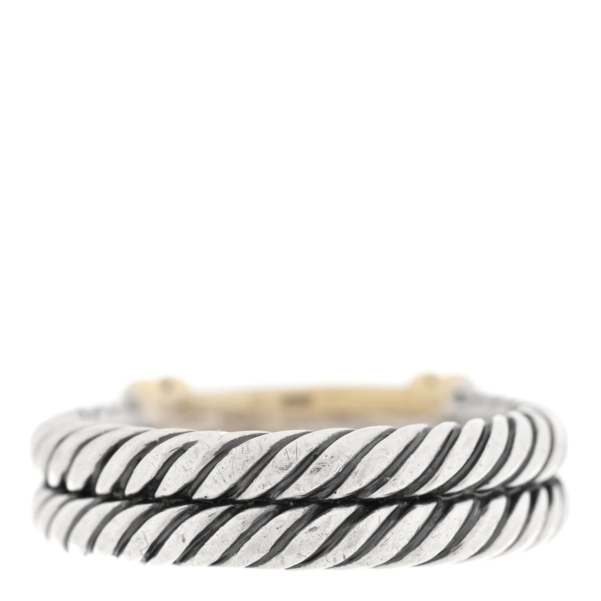 David Yurman Sterling Silver 14K Yellow Gold Metro Cable Ring 61 9.75 3 of 4