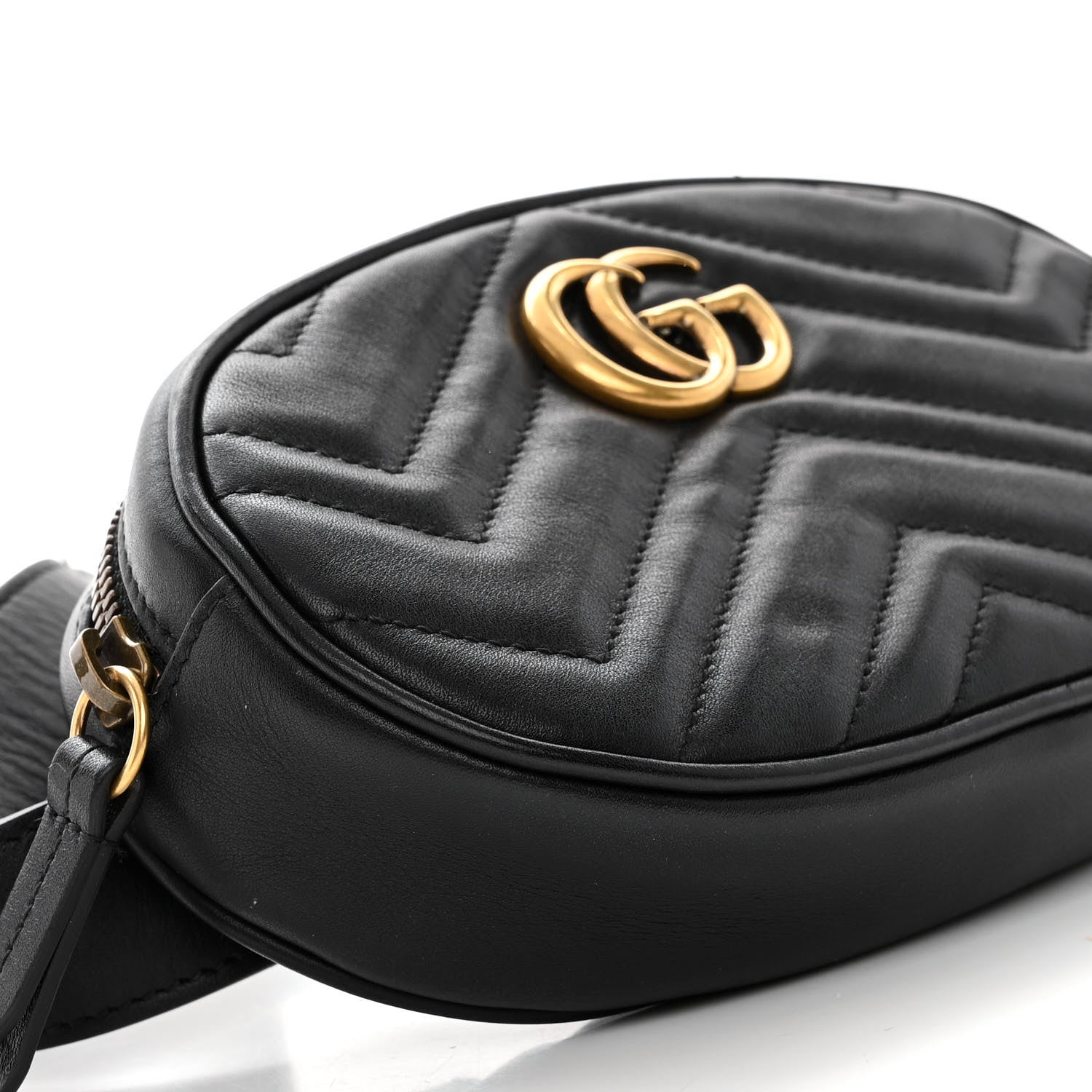 Gucci Calfskin Matelasse GG Marmont Belt Bag 85 34 Black 7 of 8
