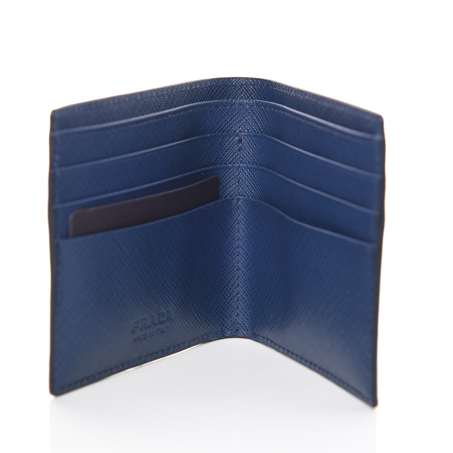 Prada Saffiano Metal Bi-Fold Wallet Bleuette 5 of 6