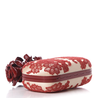Alexander McQueen Lace Rose Knuckle Duster Box Clutch Red Nude 4 of 10