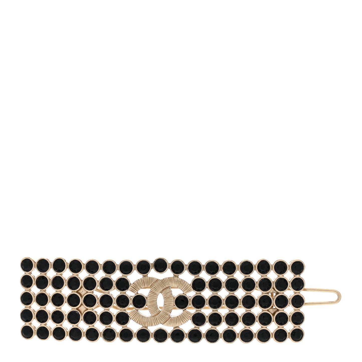 Metal Strass CC Hair Clip Barrette Gold Black