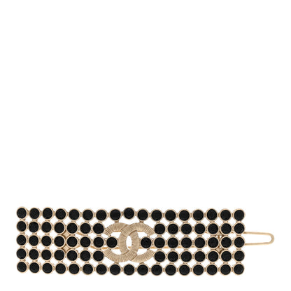 Chanel Metal Strass CC Hair Clip Barrette Gold Black 1 of 3