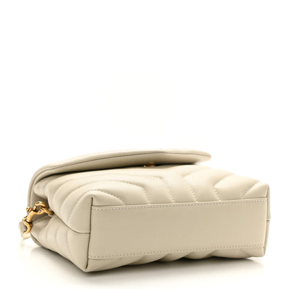 Saint Laurent Calfskin Y Quilted Monogram Toy Loulou Crossbody Bag Crema Soft 4 of 9