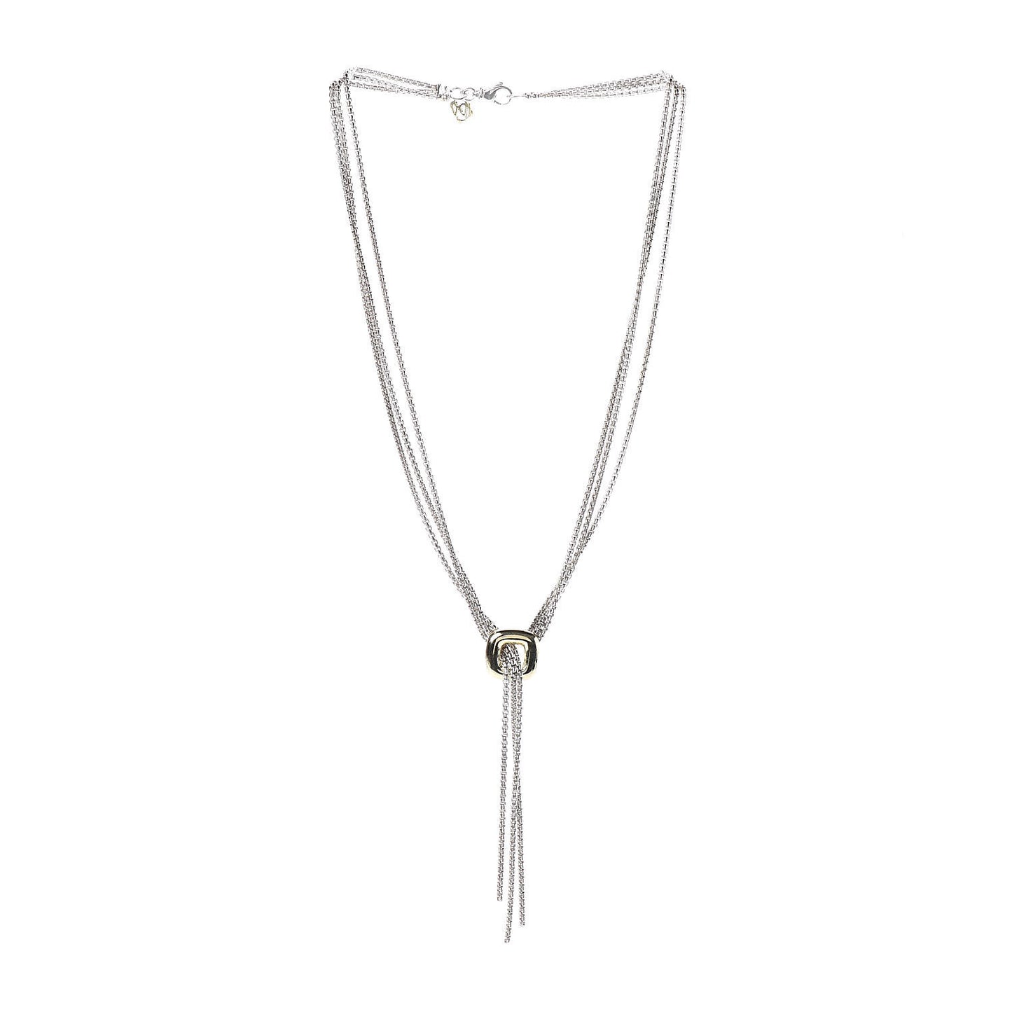 Sterling Silver 18K Yellow Gold Lariat Waterfall Necklace