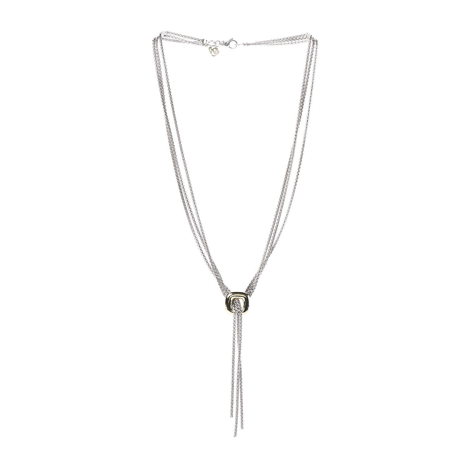 David Yurman Sterling Silver 18K Yellow Gold Lariat Waterfall Necklace 3 of 4
