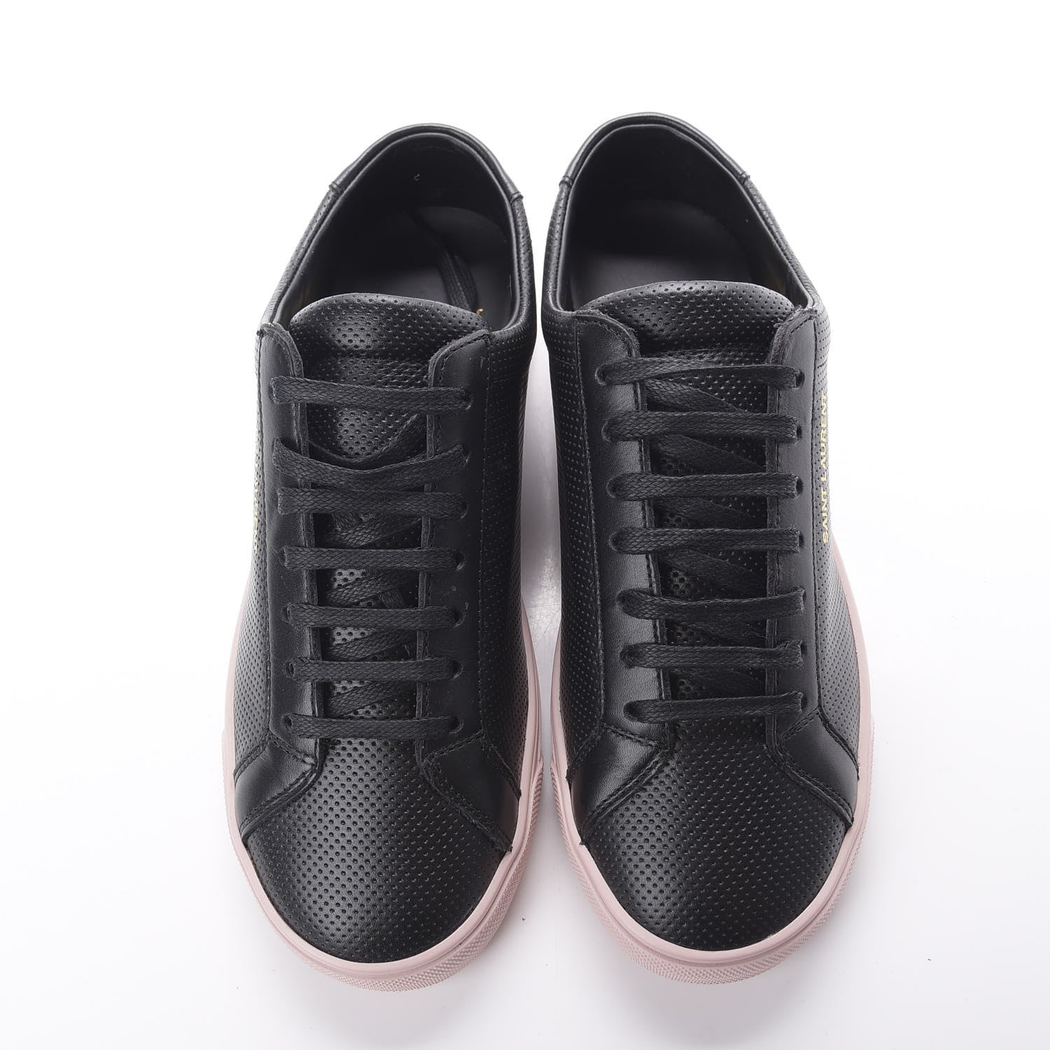 Saint Laurent Calfskin Perforated Womens Andy Low Top Sneakers 37 Black Pink 5 of 10
