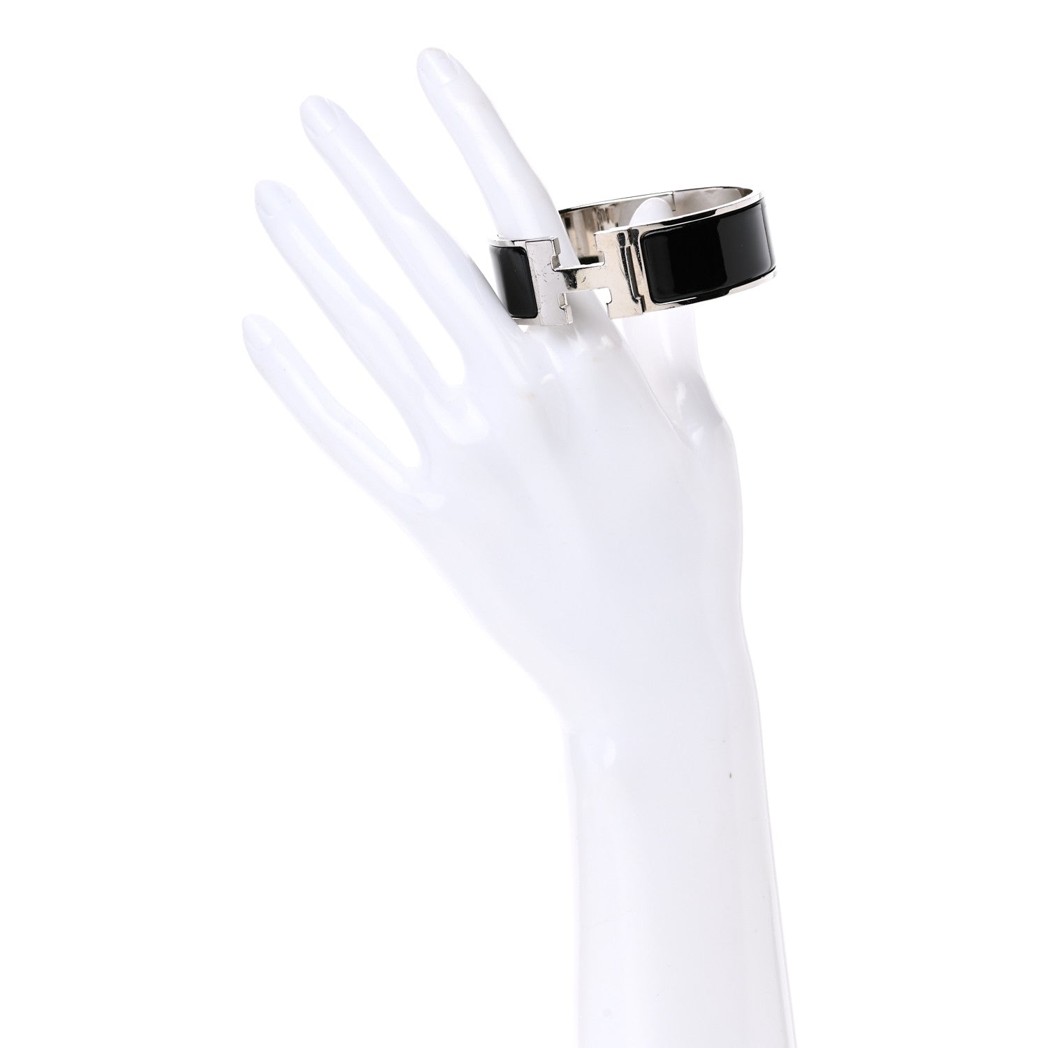 Hermes Enamel Wide Clic Clac H Bracelet GM Black 2 of 4