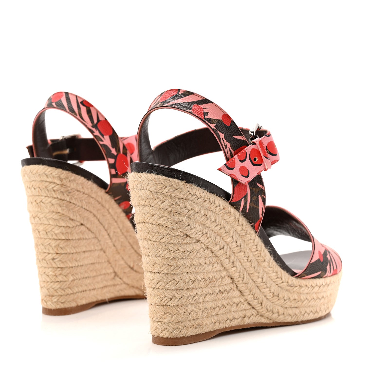 Louis Vuitton Monogram Jungle Dots Espadrille Wedge Sandals 39.5 Sugar Pink Poppy 5 of 11