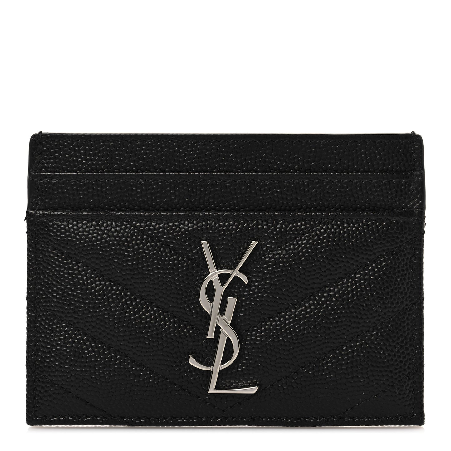 Grain De Poudre Matelasse Chevron Monogram Credit Card Case Black