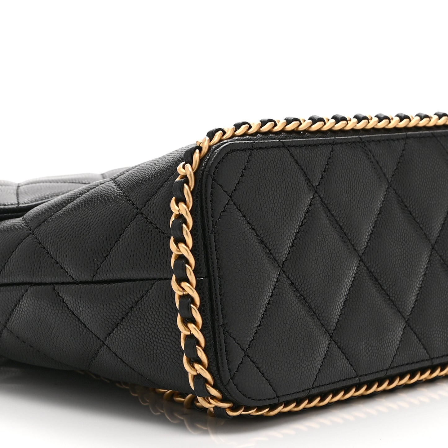 Caviar Quilted Camellia Chain Around Backpack Black