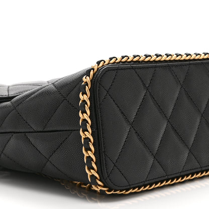Chanel Caviar Quilted Camellia Chain Around Backpack Black 9 of 10
