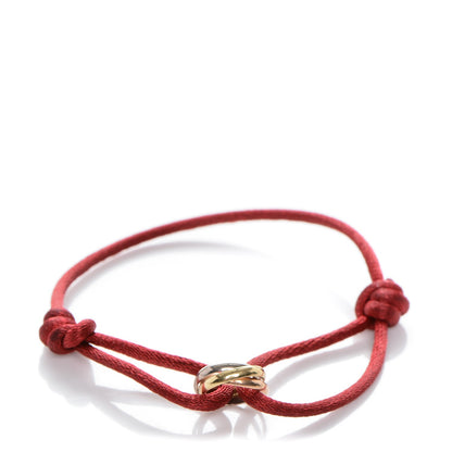 Cartier 18K Pink Yellow White Gold Trinity Cord Bracelet Red 1 of 5