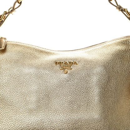 Prada Vitello Daino Metallic Hobo Gold 11 of 14