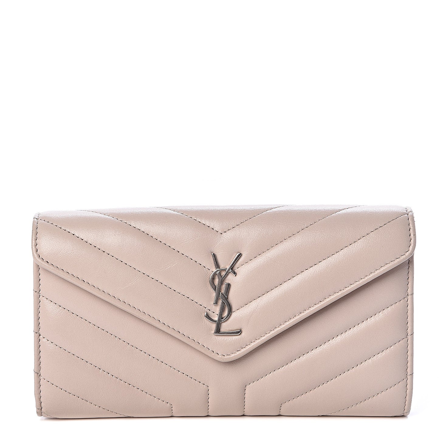 Lambskin Y Quilted Monogram Large Loulou Flap Wallet Nude Powder