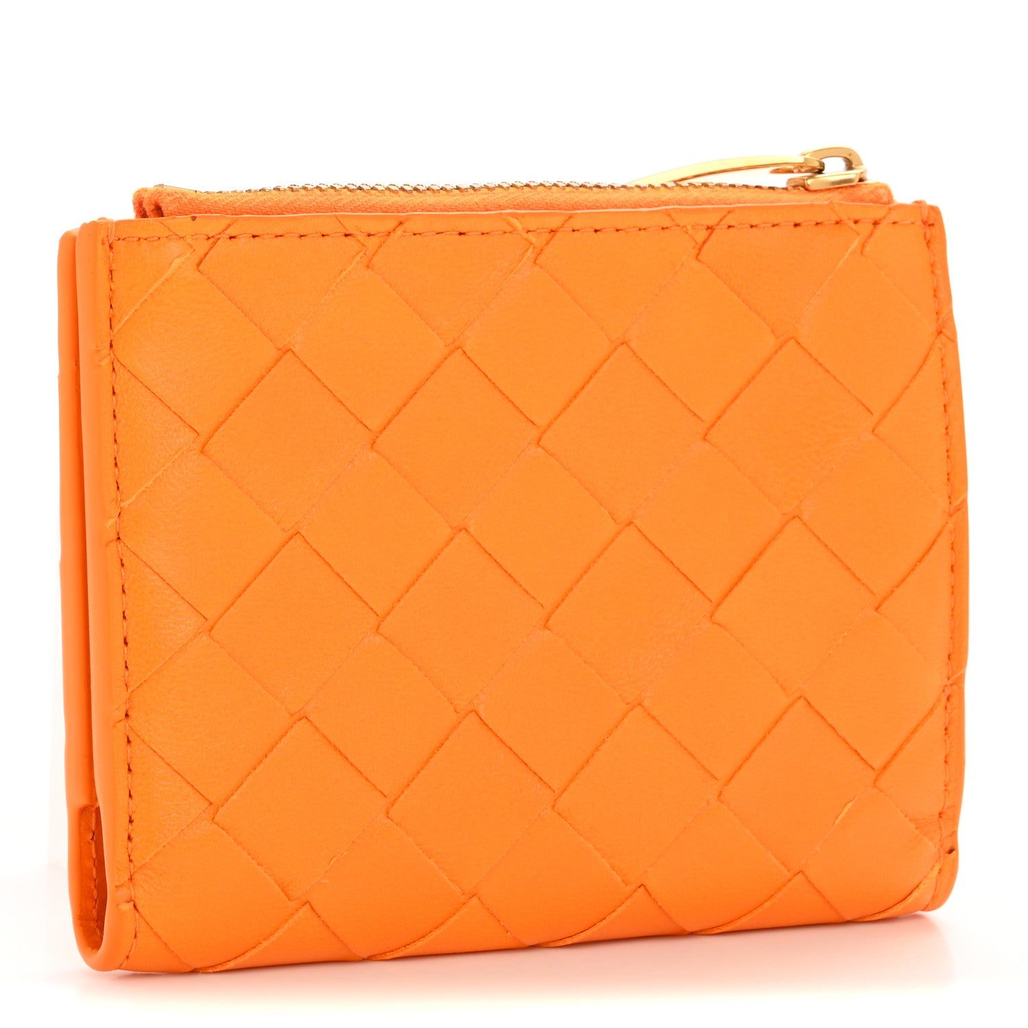Bottega Veneta Nappa Intrecciato Small Bi-Fold Zip Wallet Tangerine 3 of 10