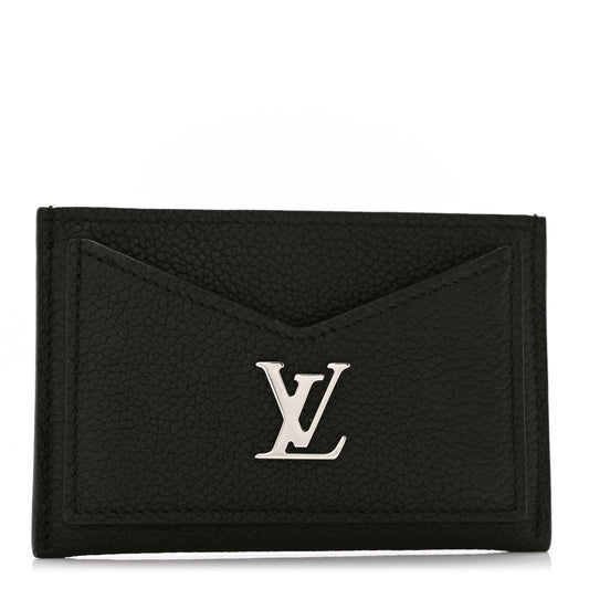 Calfskin Lockme Card Holder Black