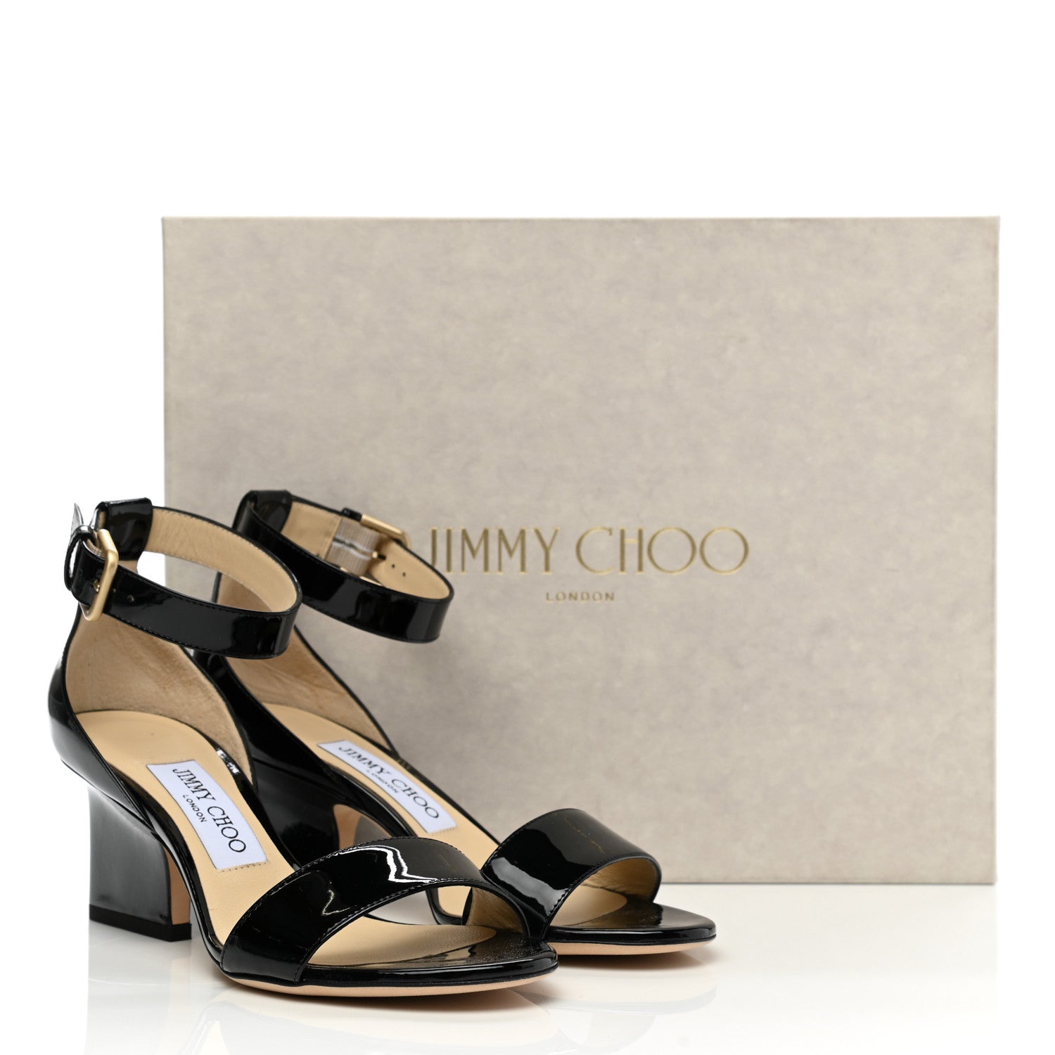 Jimmy Choo Patent Calfskin Edina Sandals 35.5 Black 8 of 8